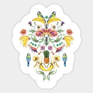 Jugend goes bananas - Bird and Fruit pattern Sticker